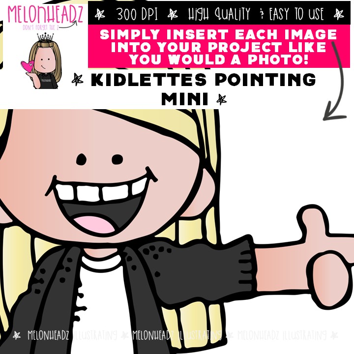 Kidlettes clip art, Pointing, kids Mini - Image 3