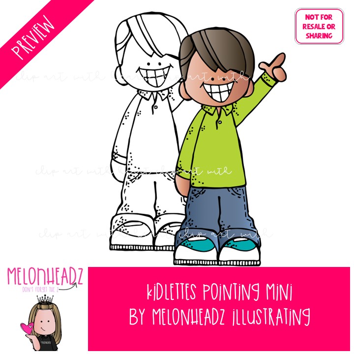 Kidlettes clip art, Pointing, kids Mini - Image 2