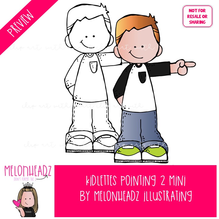 Kidlettes 2 clip art, Pointing, kids Mini - Image 2
