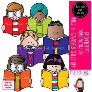 Kidlettes 4 clip art, Reading, library, book Mini