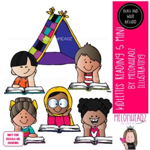 Kidlettes 5 clip art, Reading, Library, book Mini