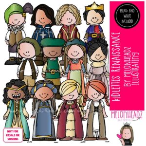 Kidlettes clip art, Renaissance, ladies in waiting COMBO PACK
