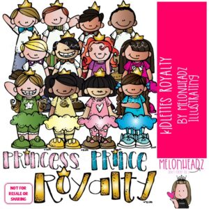 Kidlettes clip art, Royalty, princess, prince, crown COLORED Version