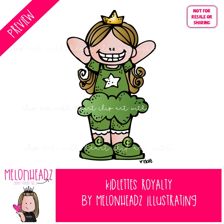 Kidlettes clip art, Royalty, princess, prince, crown COLORED Version - Image 2