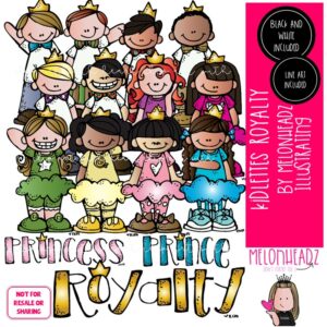 Kidlettes clip art, royalty, princess, prince, crown COMBO PACK