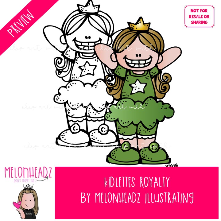 Kidlettes clip art, royalty, princess, prince, crown COMBO PACK - Image 2