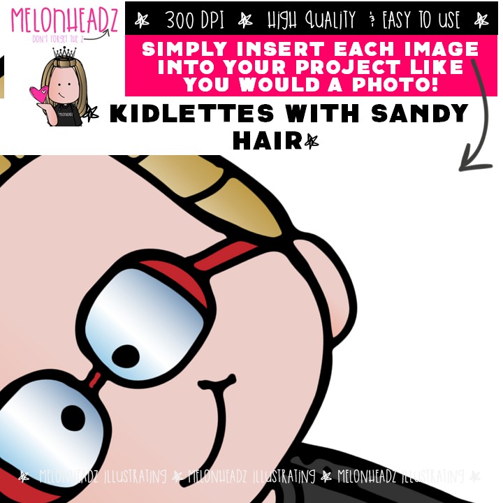 Kidlettes clip art, Sandy Hair, dirty blonde Combo Pack - Image 3