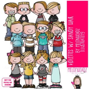 Kidlettes clip art, Sandy Hair, dirty blonde COLORED Version