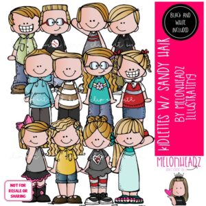 Kidlettes clip art, Sandy Hair, dirty blonde Combo Pack