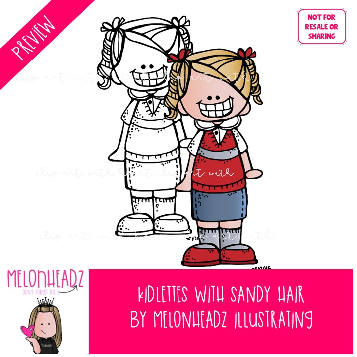 Kidlettes clip art, Sandy Hair, dirty blonde Combo Pack - Image 2