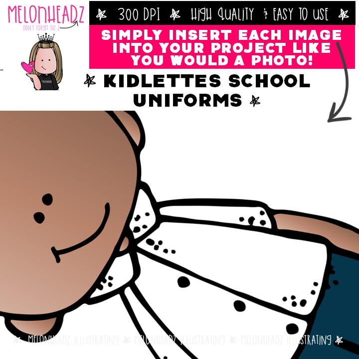 Kidlettes School Uniforms clip art, dress code COMBO PACK - Image 3