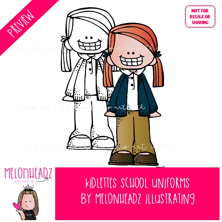 Kidlettes School Uniforms clip art, dress code COMBO PACK - Image 2