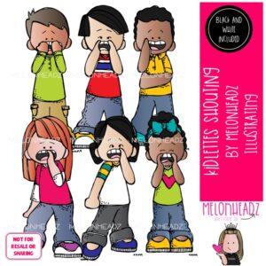 Kidlettes clip art, Shouting, yelling Mini