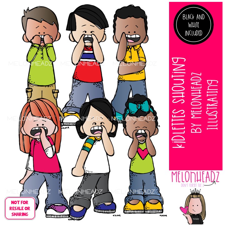 Kidlettes clip art, Shouting, yelling Mini