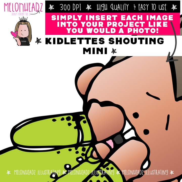 Kidlettes clip art, Shouting, yelling Mini - Image 3