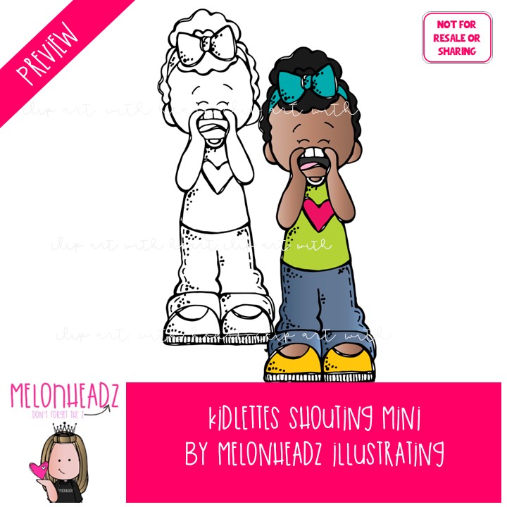 Kidlettes clip art, Shouting, yelling Mini - Image 2