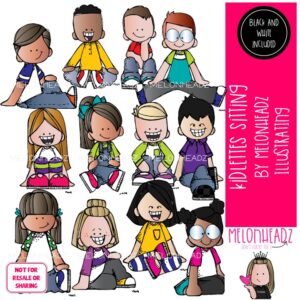 Kidlettes clip art, Sitting, criss cross COMBO PACK