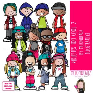 Kidlettes clip art, Too Cool 2, trendy COLORED Version