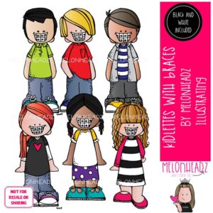 Kidlettes with Braces clip art, dental, teeth Mini