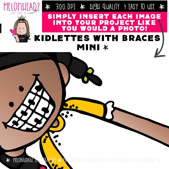 Kidlettes with Braces clip art, dental, teeth Mini - Image 3