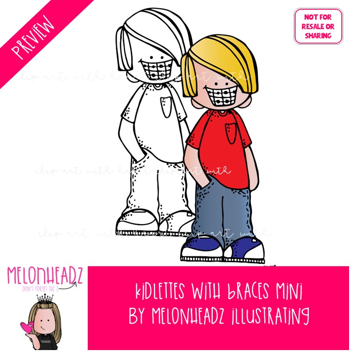Kidlettes with Braces clip art, dental, teeth Mini - Image 2