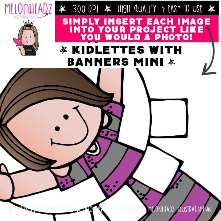 Kidlettes with Banners clip art, blank Mini - Image 3