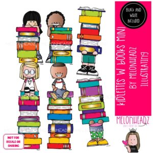 Kidlettes with Books clip art, library, reading Mini
