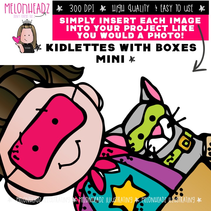 Kidlettes with boxes clip art, play, imagination Mini - Image 3