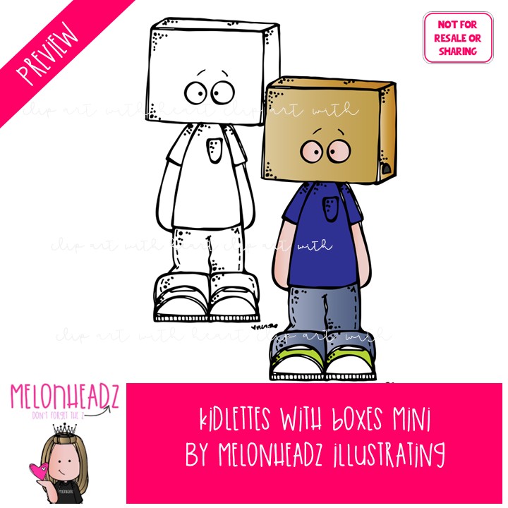 Kidlettes with boxes clip art, play, imagination Mini - Image 2