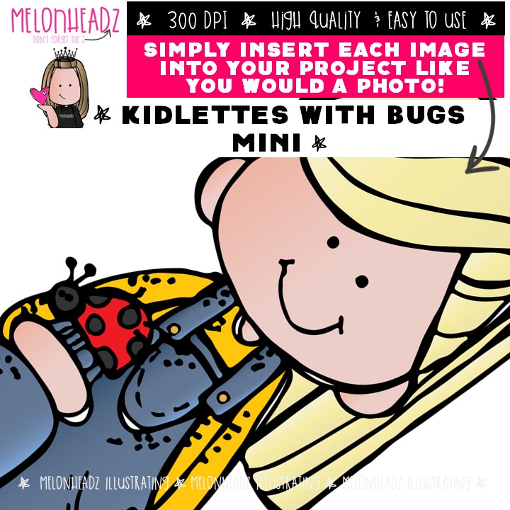 Kidlettes with bugs clip art, insect, butterfly Mini - Image 3