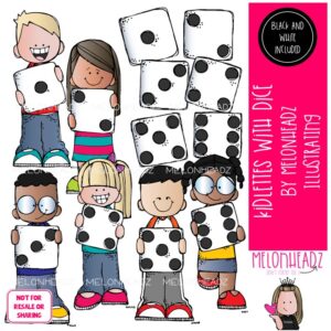 Kidlettes with Dice clip art, game, math COMBO PACK