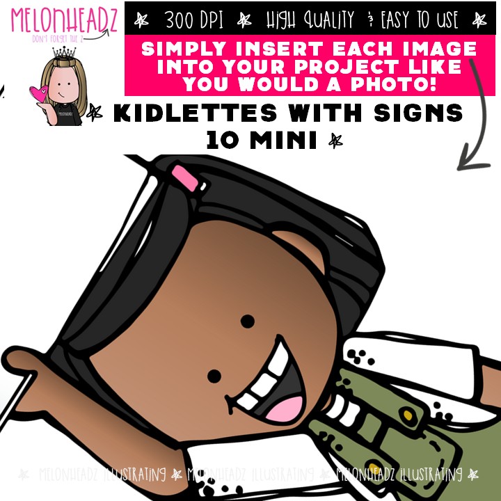Kidlettes with Signs 10 clip art, frame, blank Mini - Image 3