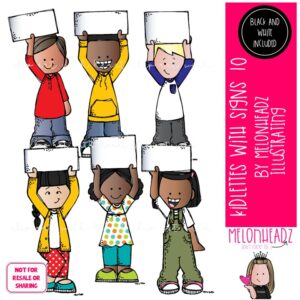 Kidlettes with Signs 10 clip art, frame, blank Mini
