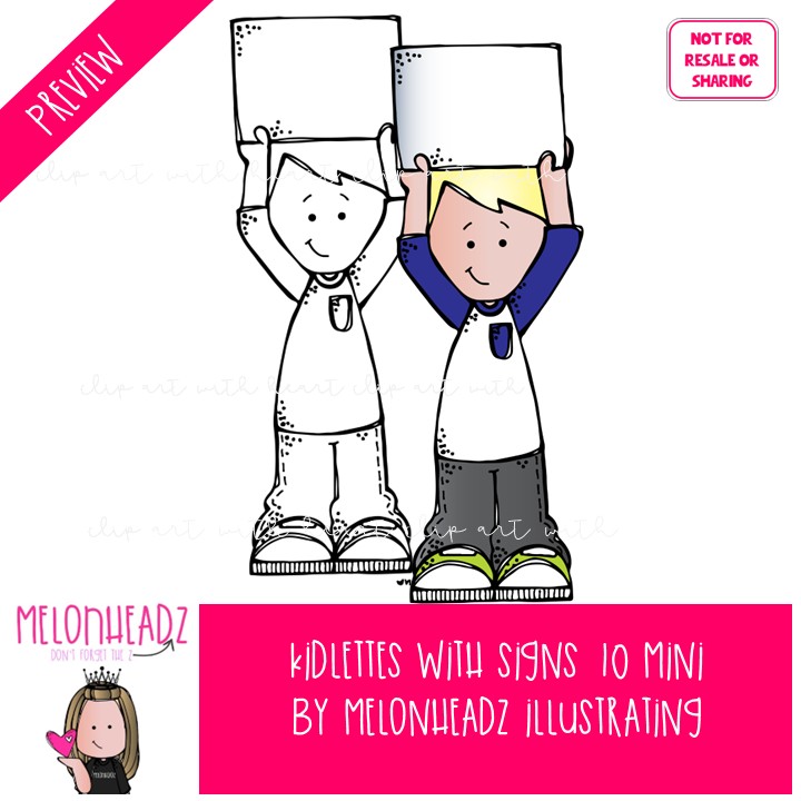 Kidlettes with Signs 10 clip art, frame, blank Mini - Image 2