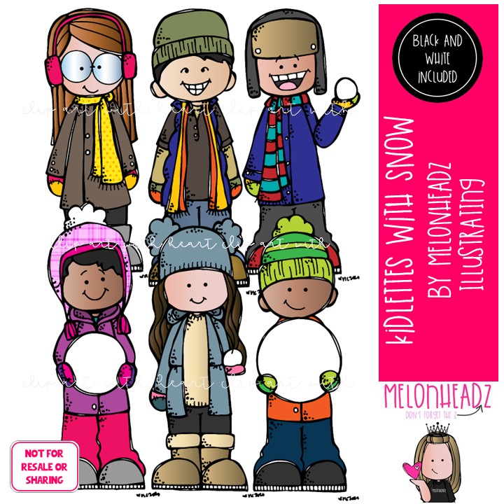 Kidlettes with Snow clip art, Winter clip art Mini