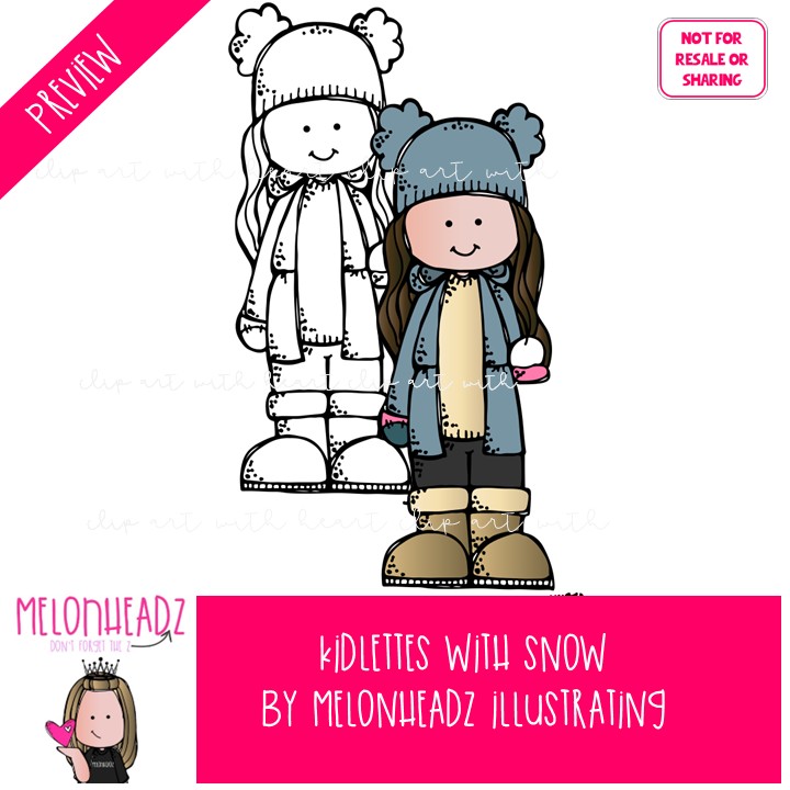 Kidlettes with Snow clip art, Winter clip art Mini - Image 2