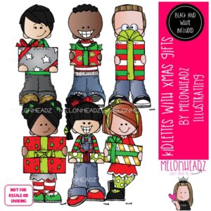 Kidlettes with Christmas Gifts clip art Mini