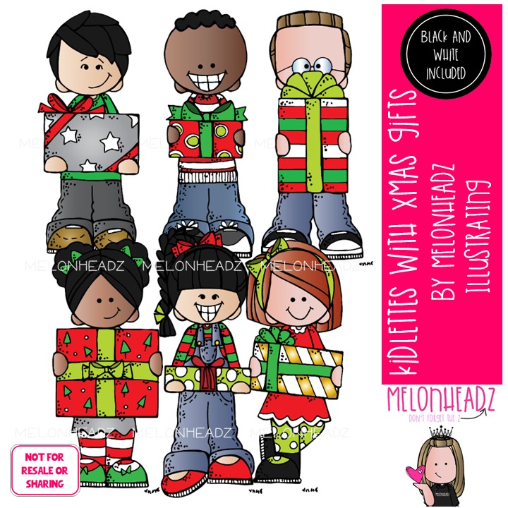 Kidlettes with Christmas Gifts clip art Mini