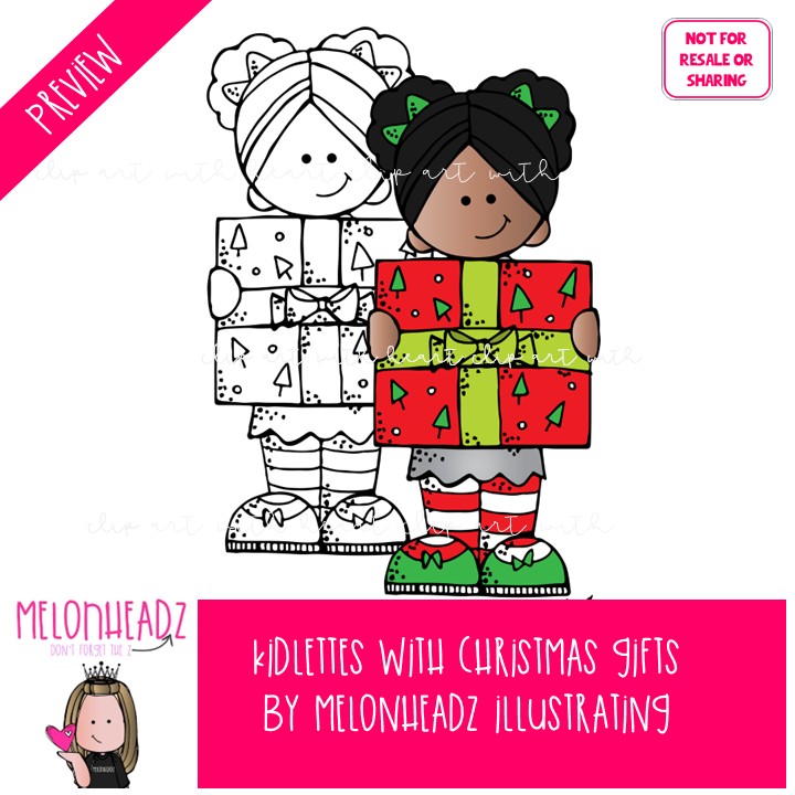 Kidlettes with Christmas Gifts clip art Mini - Image 2