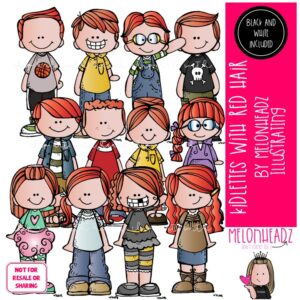 Kidlettes with Red Hair clip art, auburn COMBO PACK