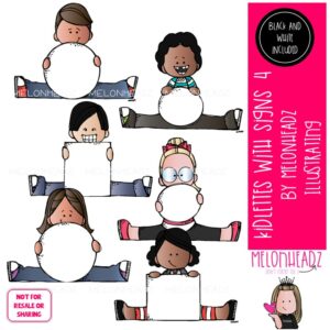 Kidlettes with signs 4 clip art, frame, blank Mini
