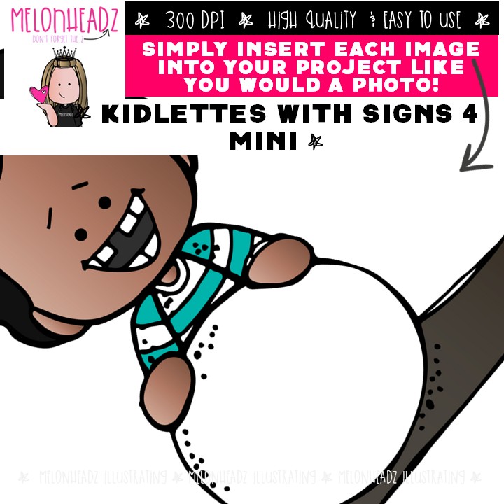 Kidlettes with signs 4 clip art, frame, blank Mini - Image 3