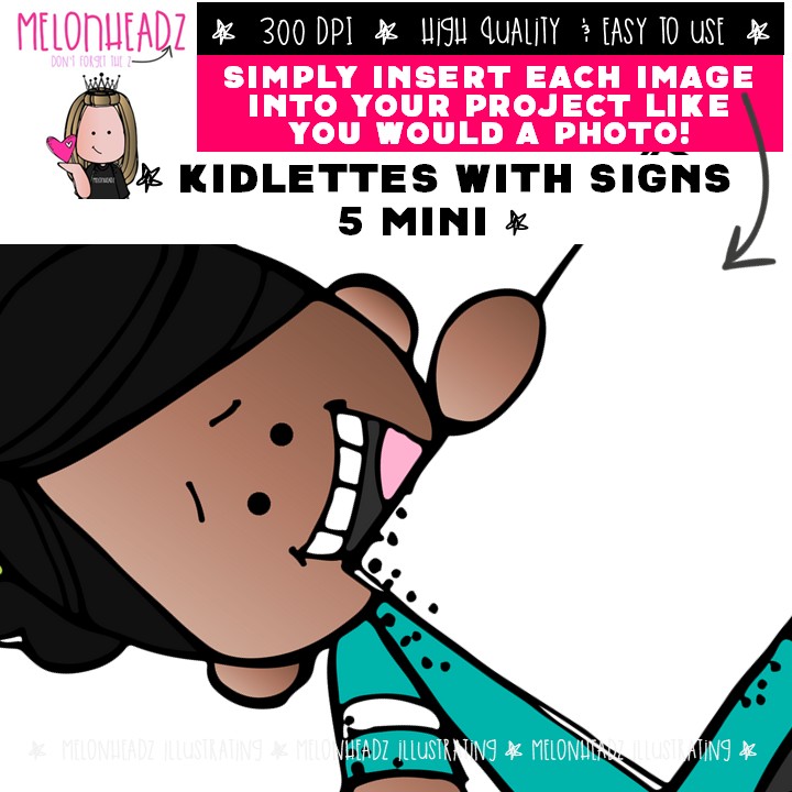 Kidlettes with signs 5 clip art, blank, frame Mini - Image 3