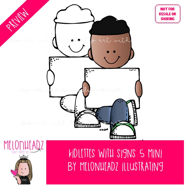 Kidlettes with signs 5 clip art, blank, frame Mini - Image 2