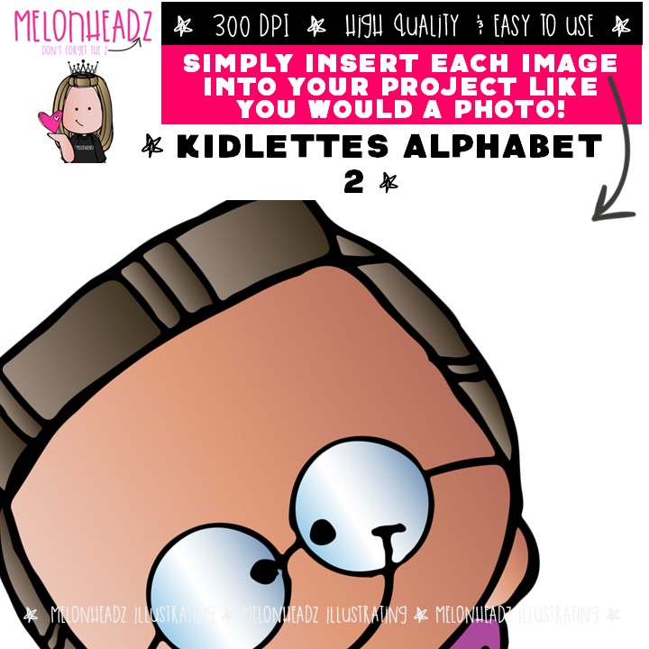 Kidlettes Alphabet 2 clip art, Letters clip art, Numbers clip art COLORED Version - Image 3