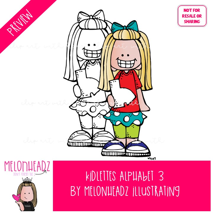 Kidlettes Alphabet clip art 3, Letters clip art, puctuation COMBO PACK - Image 2