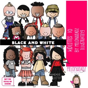 Kidlettes clip art 10, Kids clip art BLACK AND WHITE