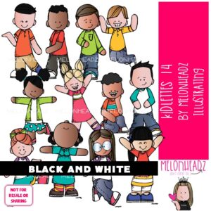 Kidlettes clip art 14, Kids clip art BLACK AND WHITE