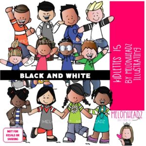 Kidlettes clip art 15, kids clip art BLACK AND WHITE