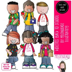 Kidlettes clip art, Back to School, First day Mini